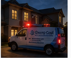 County Cool emergency air conditioner service van at night