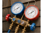 Refrigerant gauges used during air conditioner repair